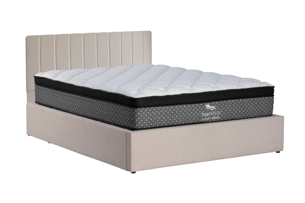Channel Headboard + Slim Surround – Charcoal Weave Fabric