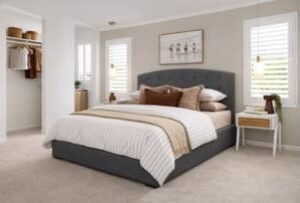 Arena Headboard + Slim Surround - Charcoal Weave Fabric